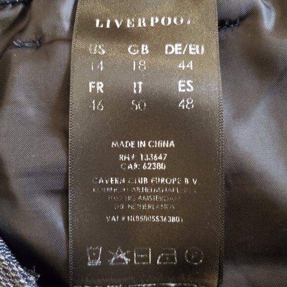 LIVERPOOL SZ 14/32 Navy Blue Comfort Stretch Woven Knit Trouser Pant - Picture 9 of 13